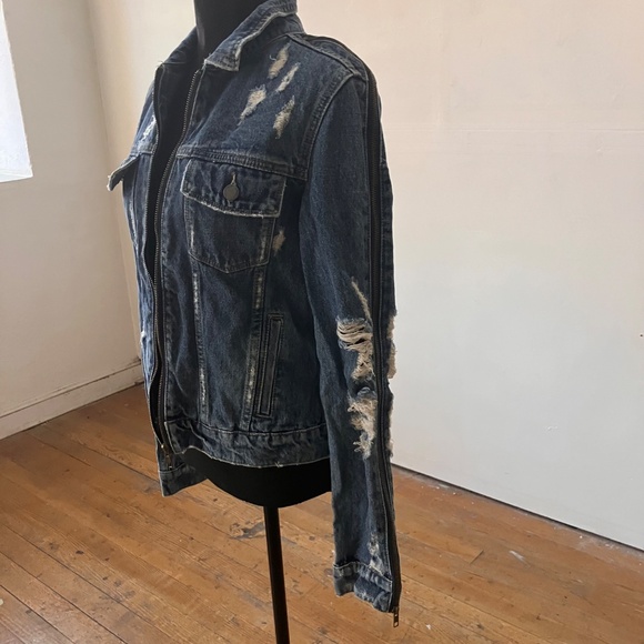 Carmar distressed/deconstructed zipper sleeve jacket - Picture 11 of 17